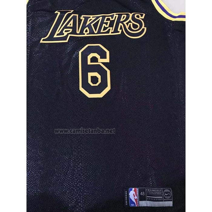 Camiseta Los Angeles Lakers LeBron James #6 Ciudad 2021-22 Negro